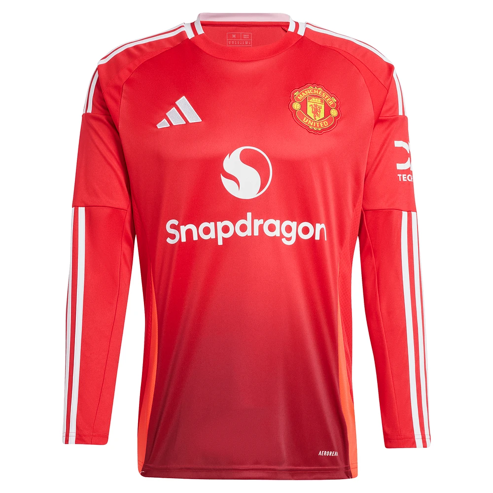 Maillot de joueur adidas Rasmus Højlund rouge Manchester United 2024/25 domicile réplique à manches longues pour homme