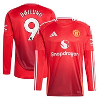 Men's adidas Rasmus Højlund Red Manchester United 2024/25 Home Replica Long Sleeve Player Jersey