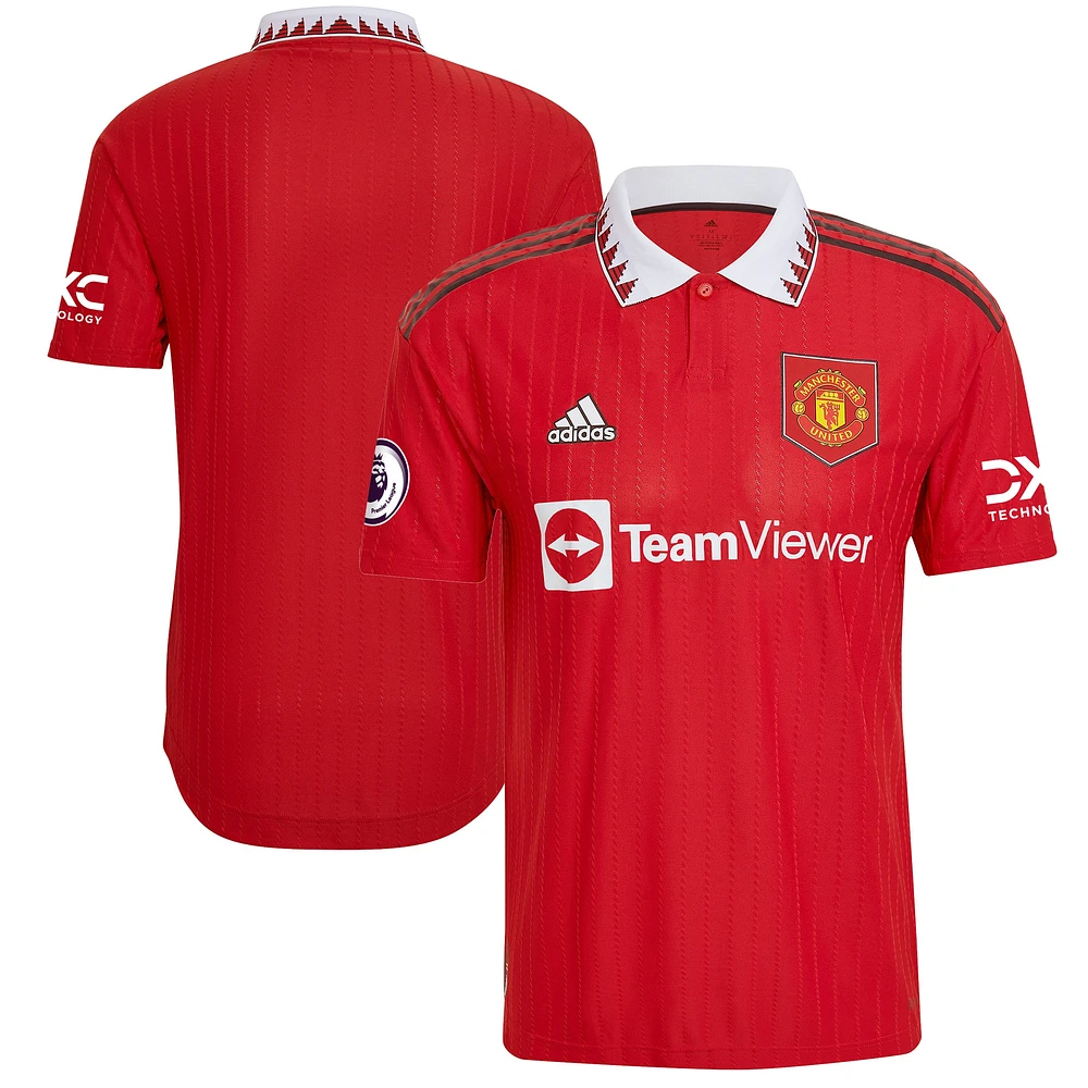 Maillot adidas Manchester United 2022/23 Domicile Authentique Blanc pour Homme Rouge