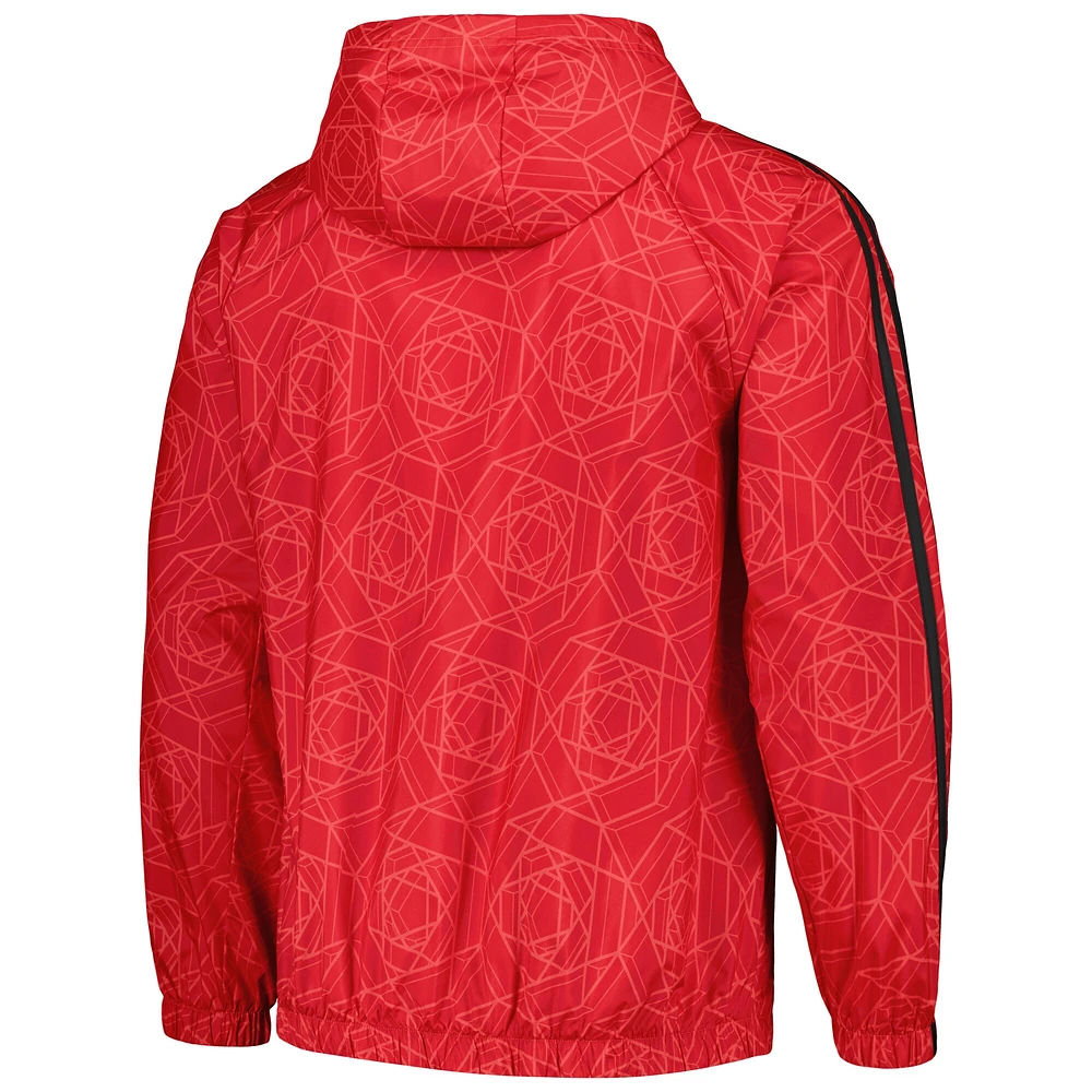 Coupe-vent raglan entièrement zippé adidas Manchester United 2023/24 DNA pour homme rouge