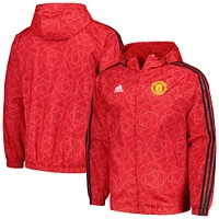 Coupe-vent raglan entièrement zippé adidas Manchester United 2023/24 DNA pour homme rouge