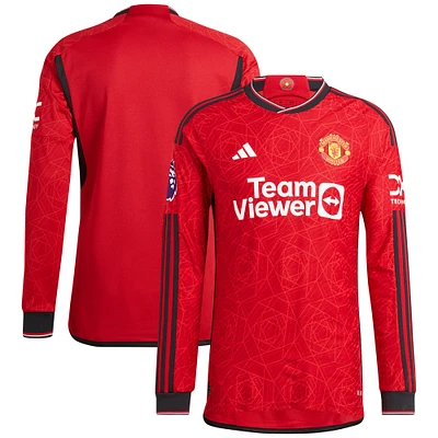 Men's adidas  Red Manchester United 2023/24 Home Authentic Long Sleeve Jersey