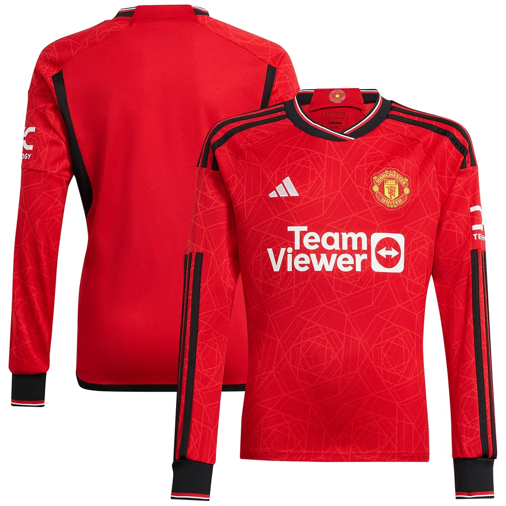 Maillot adidas Manchester United 2023/24 Home Replica manches longues rouge pour homme