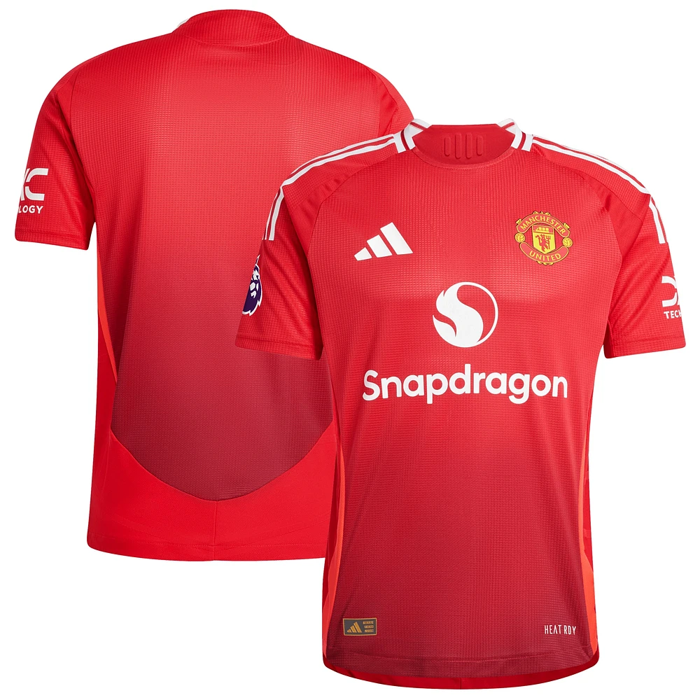 Maillot adidas rouge Manchester United 2024/25 domicile authentique Patch pour homme