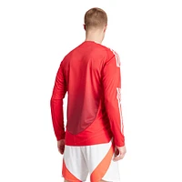 Maillot adidas rouge Manchester United 2024/25 domicile à manches longues authentique avec patch pour homme