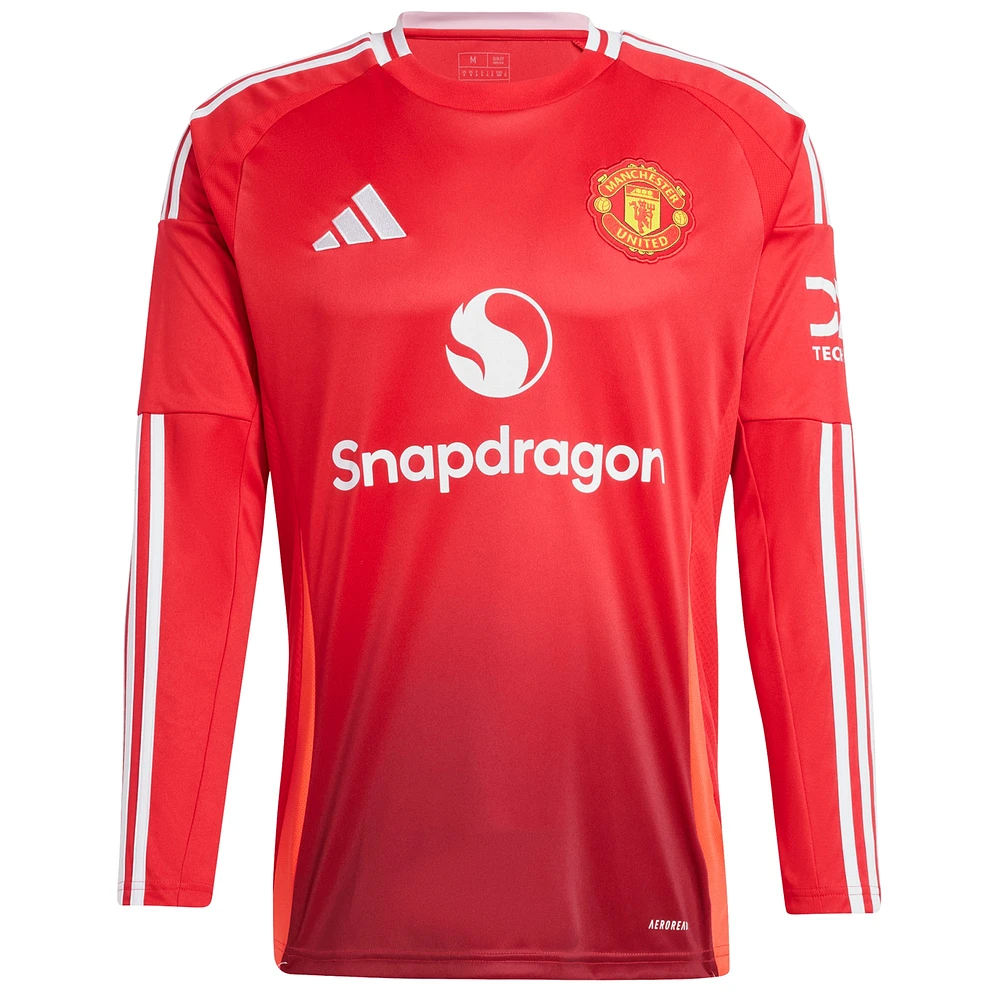 Maillot adidas rouge Manchester United 2024/25 domicile réplique à manches longues pour homme