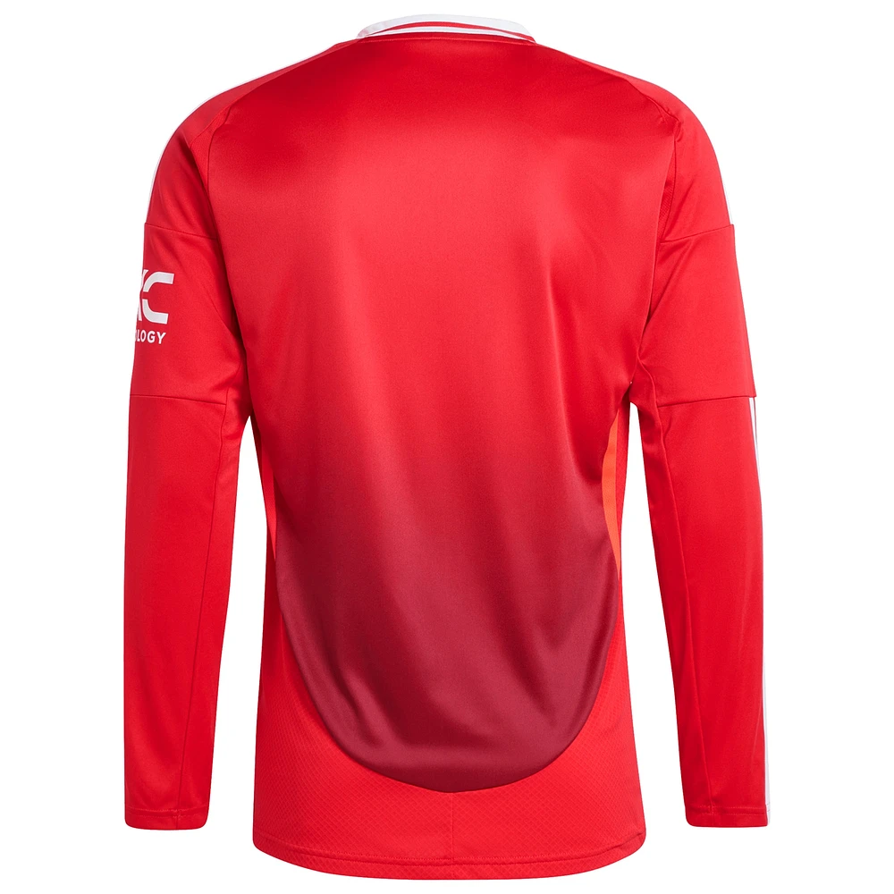 Maillot adidas rouge Manchester United 2024/25 domicile réplique à manches longues pour homme