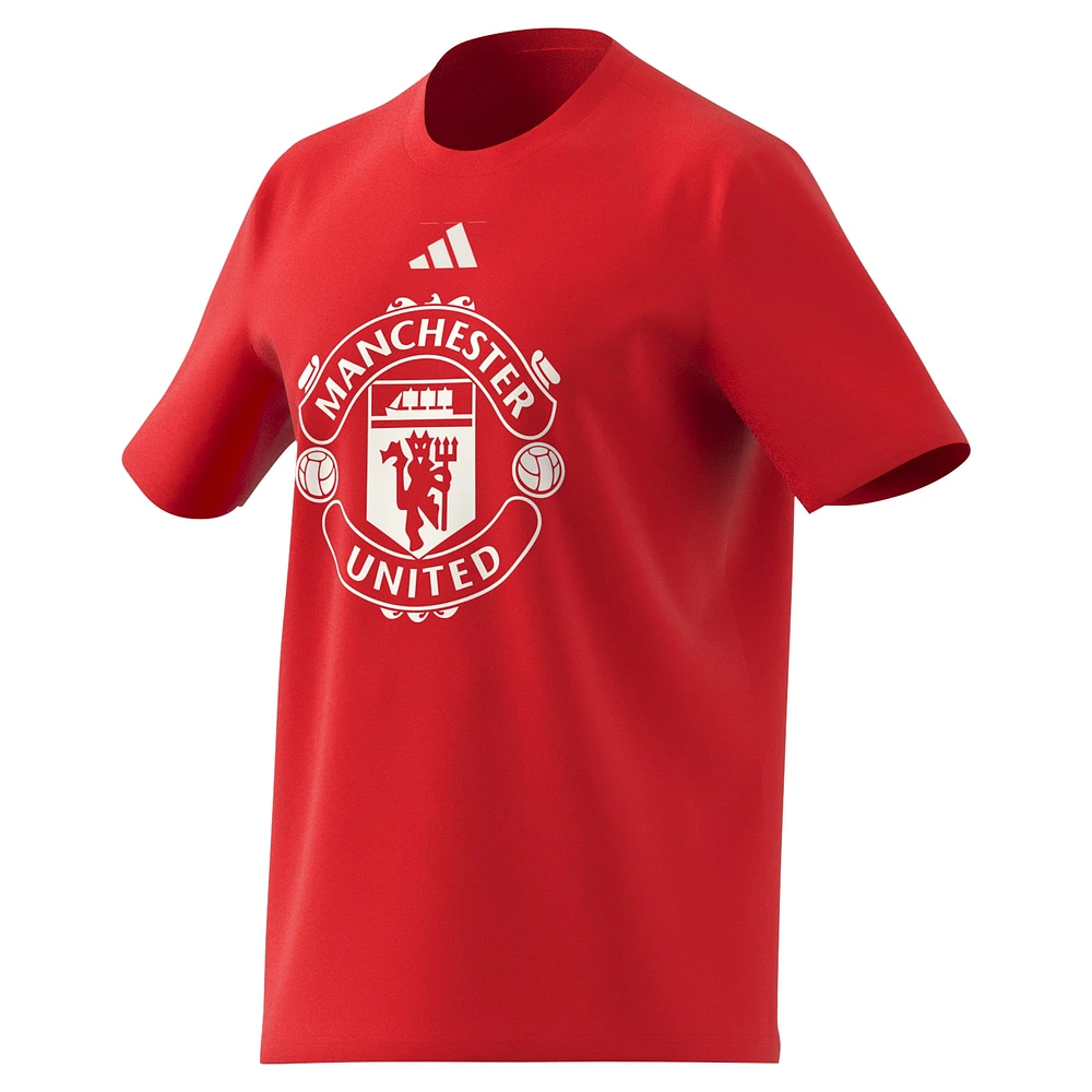 T-shirt adidas rouge Manchester United DNA pour hommes