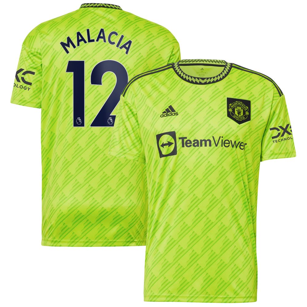 Men's adidas Tyrell Malacia Neon Green Manchester United 2022/23 Third Replica Player Jersey