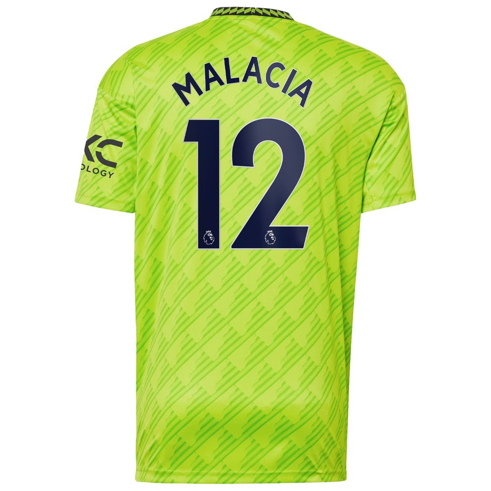 Men's adidas Tyrell Malacia Neon Green Manchester United 2022/23 Third Replica Player Jersey