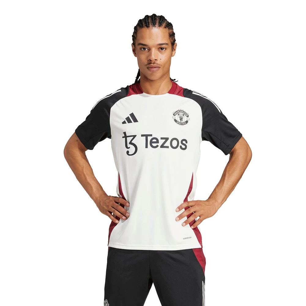 Maillot d'entraînement adidas blanc Manchester United 2024/25 pour homme