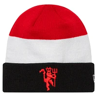 Men's New Era Black/Red Manchester United Flag Cuffed Knit Hat