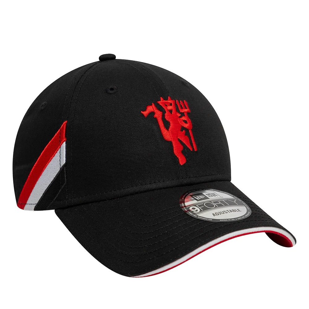 Men's New Era  Black Manchester United Flag 9FORTY Adjustable Hat