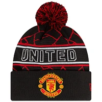 Men's New Era Black Manchester United Sport Cuffed Knit Hat with Pom