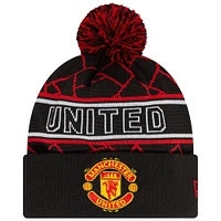 Men's New Era Black Manchester United Sport Cuffed Knit Hat with Pom