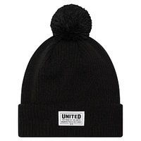 Bonnet en tricot à revers avec patch Stitch Manchester United New Era noir avec pompon