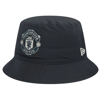 Chapeau bob tissé en caoutchouc bleu marine Manchester United New Era pour hommes