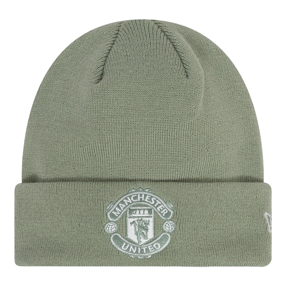 Men's New Era Olive Manchester United Seasonal Cuffed Knit Hat