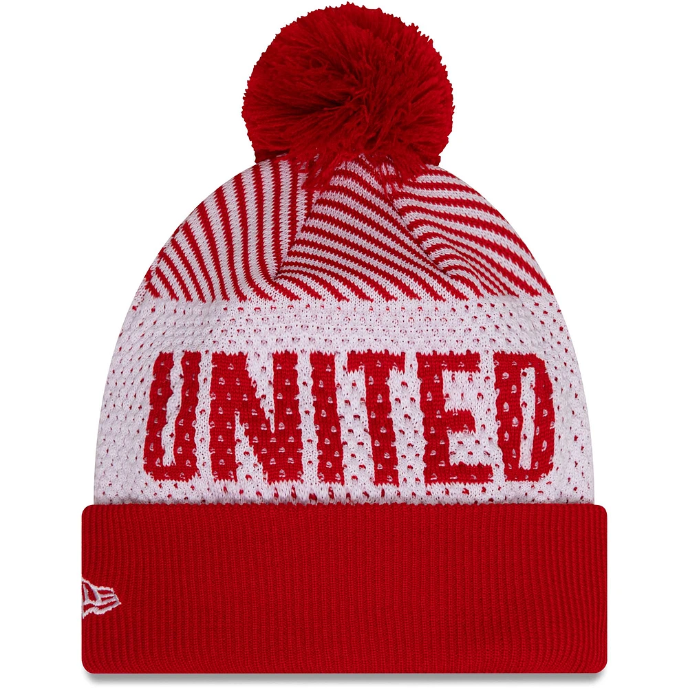 Men's New Era Red Manchester United Engineered Sport Cuffed Knit Hat with Pom