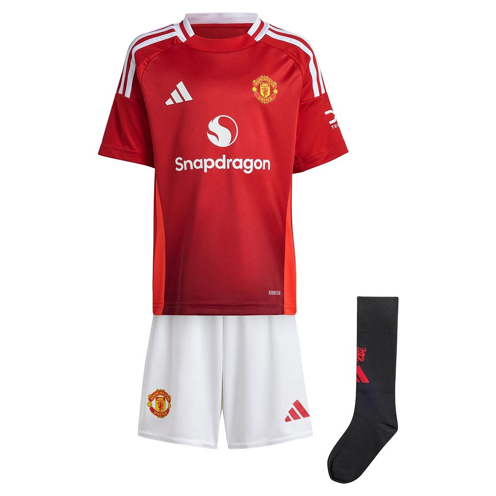 Toddler adidas Red Manchester United 2024/25 Home Mini Kit