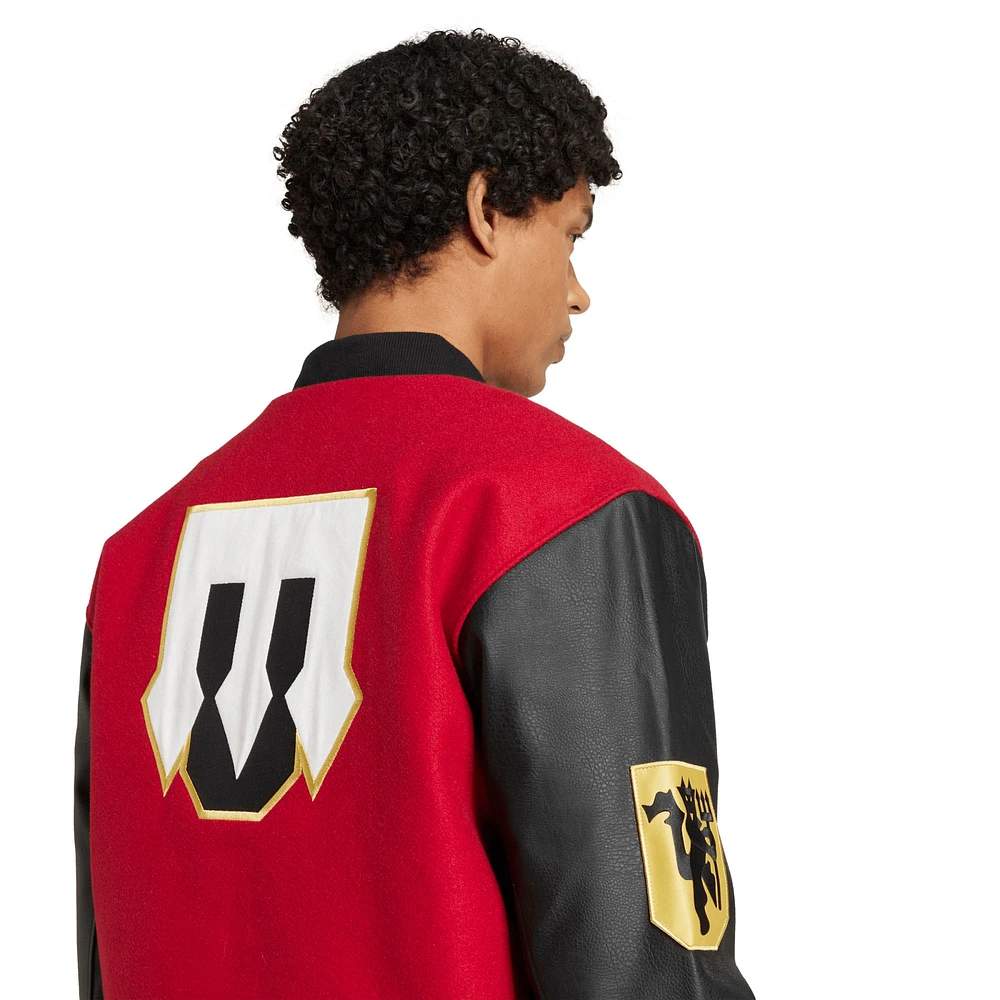 Unisex adidas Originals Red Manchester United Varsity Pack Full-Snap Jacket
