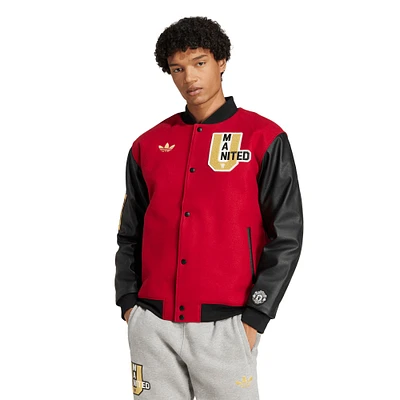 Unisex adidas Originals Red Manchester United Varsity Pack Full-Snap Jacket