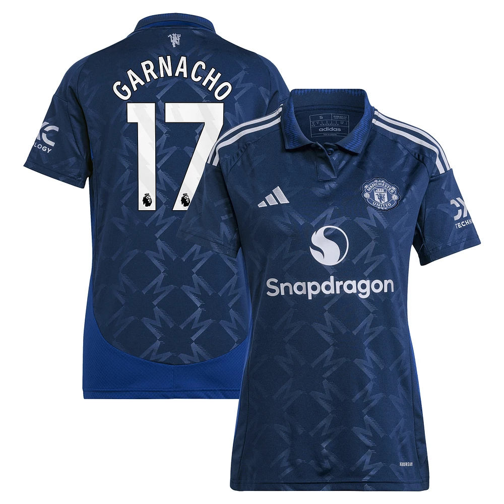 Maillot adidas Alejandro Garnacho pour femme, bleu marine, réplique de joueur Manchester United 2024/25 extérieur