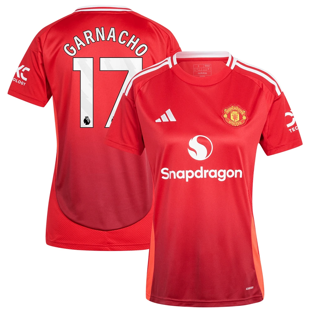 Maillot adidas pour femme Alejandro Garnacho rouge Manchester United 2024/25 domicile réplique joueur