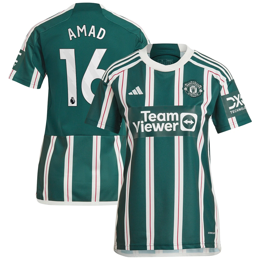 Maillot adidas Amad Diallo pour femme, réplique de joueur Manchester United, vert