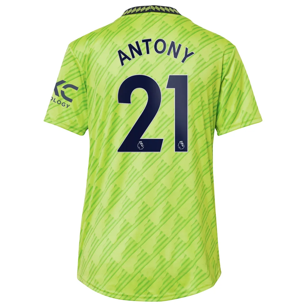 Maillot adidas Antony Neon Green Manchester United 2022/23 Third Replica Player pour femme