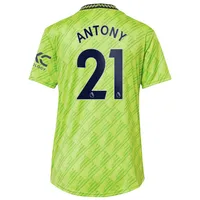 Maillot adidas Antony Neon Green Manchester United 2022/23 Third Replica Player pour femme