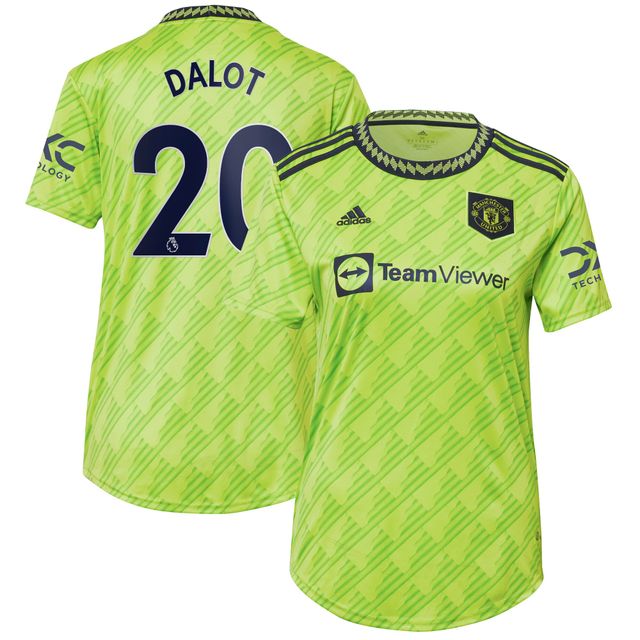 Maillot Manchester United 2022/23 Third Replica Player adidas Diogo Dalot vert fluo pour femme