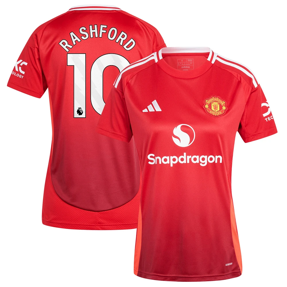 Maillot de joueur adidas Marcus Rashford rouge Manchester United 2024/25 domicile réplique pour femme