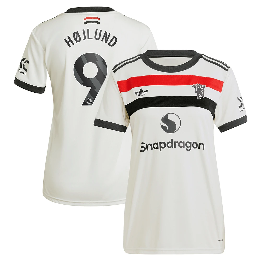 Maillot adidas Originals Rasmus Højlund crème Manchester United 2024/25 troisième réplique pour femme