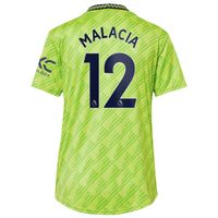 Women's adidas Tyrell Malacia Neon Green Manchester United 2022/23 Third Replica Player Jersey