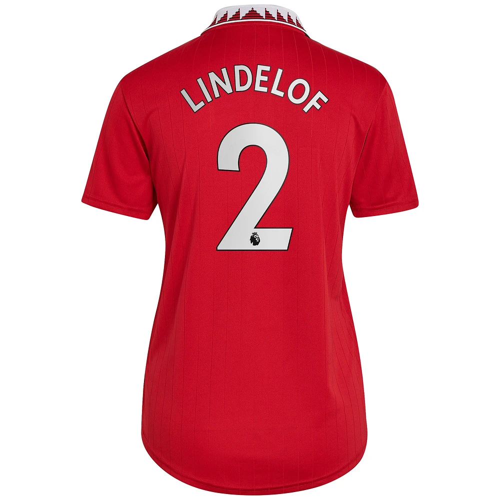 Maillot Adidas Victor Lindelof Manchester United 2022/23 Home Replica Player pour Femme Rouge