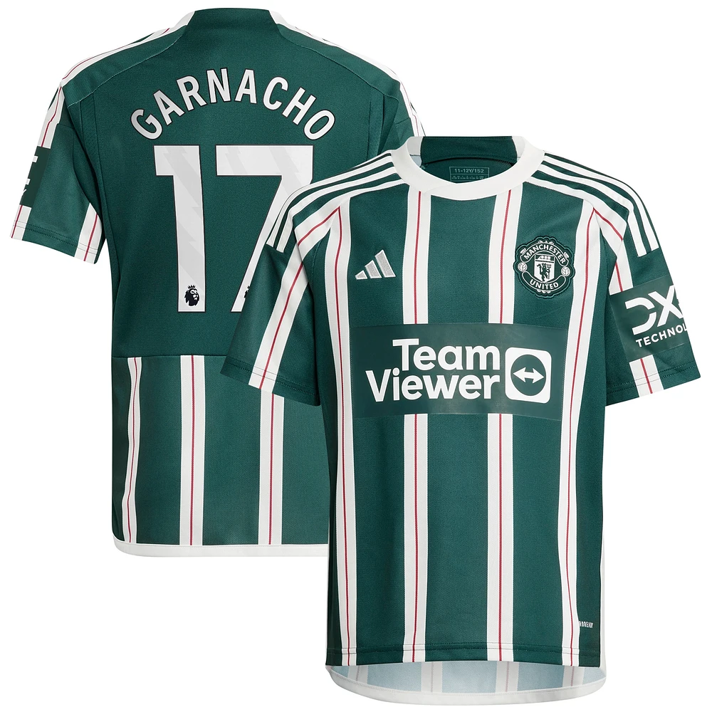 Maillot de joueur réplique extérieur Manchester United 2023/24 adidas Alejandro Garnacho vert pour jeune