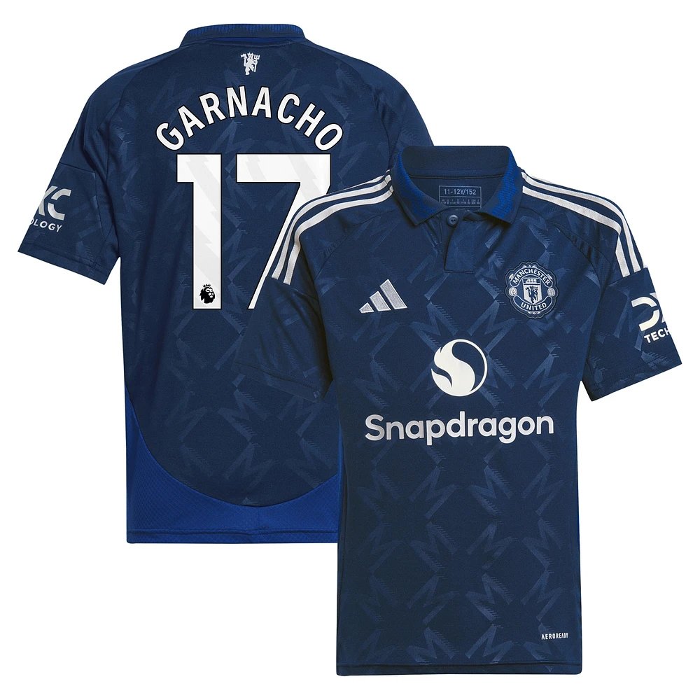 Maillot de joueur réplique adidas Alejandro Garnacho bleu marine Manchester United 2024/25 pour jeune