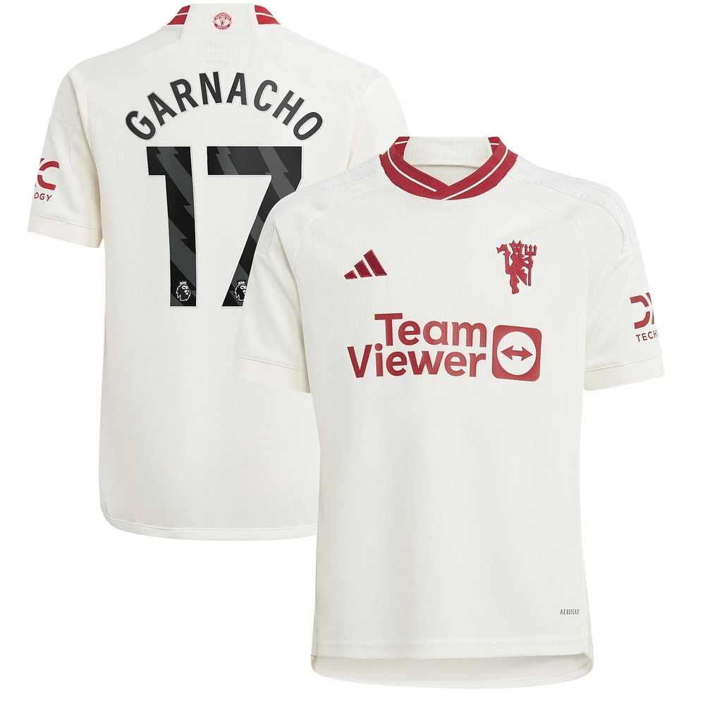 Youth adidas Alejandro Garnacho White Manchester United 2023/24 Third Replica Player Jersey