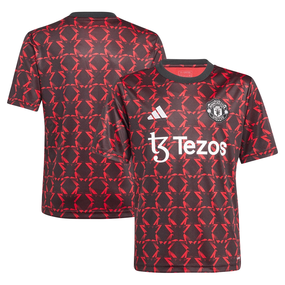 Haut d'avant-match adidas noir Manchester United 2024/25 pour enfant