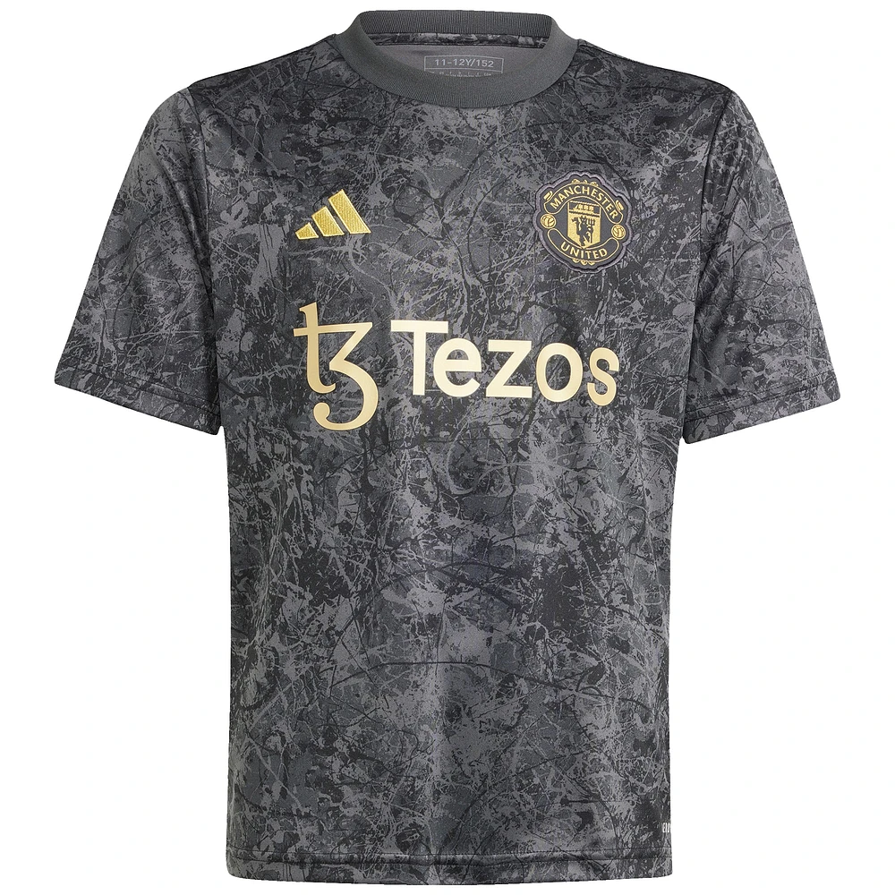 Haut d'avant-match adidas noir Manchester United x Stone Roses 2023/24 pour enfant