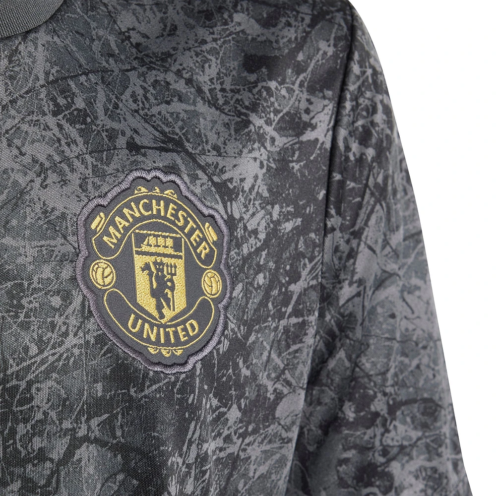 Haut d'avant-match adidas noir Manchester United x Stone Roses 2023/24 pour enfant