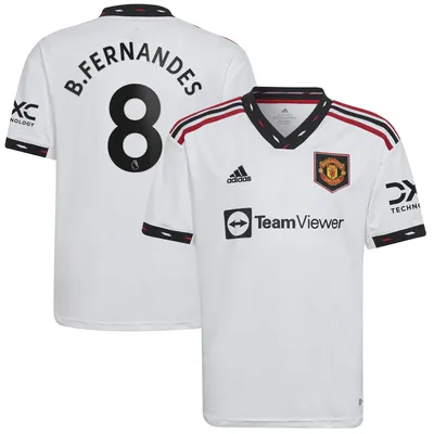 Bruno Fernandes Manchester United adidas Youth 2022/23 Away Replica Player Jersey - White