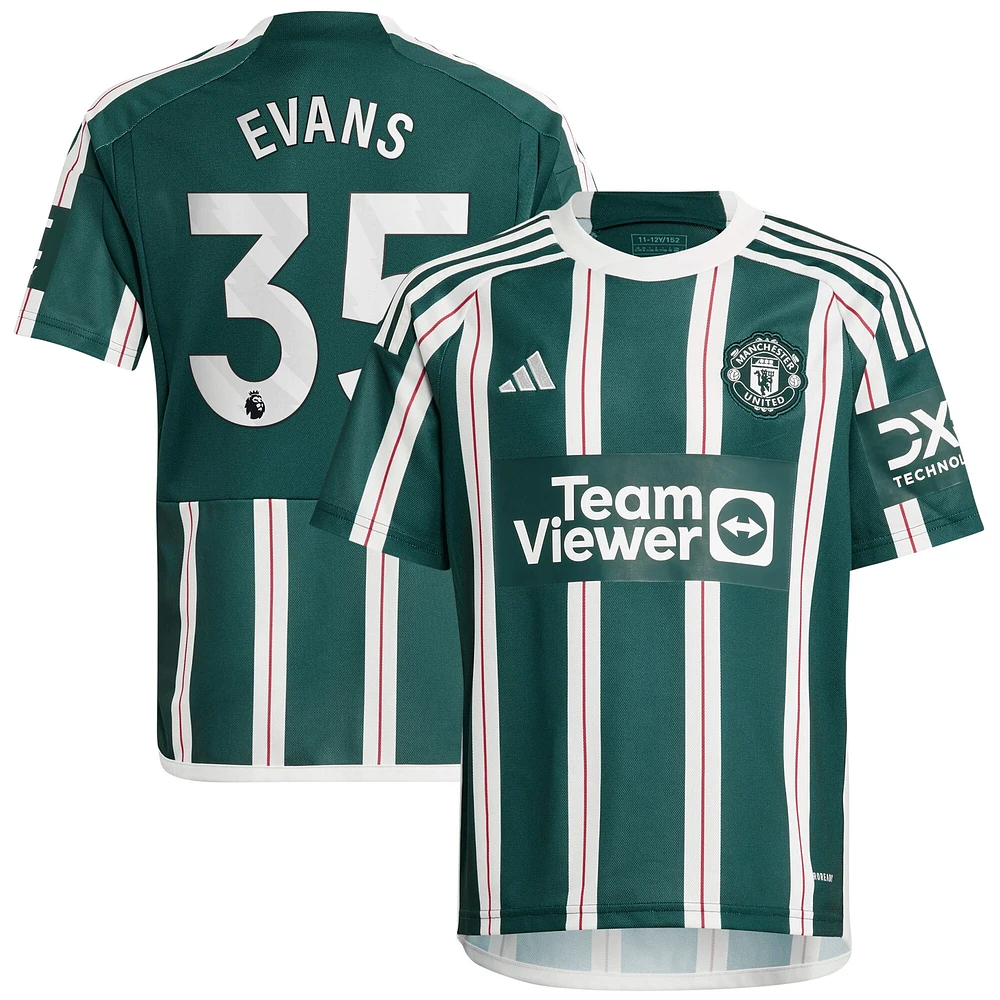 Youth adidas Jonny Evans Green Manchester United 2023/24 Away Replica Player Jersey