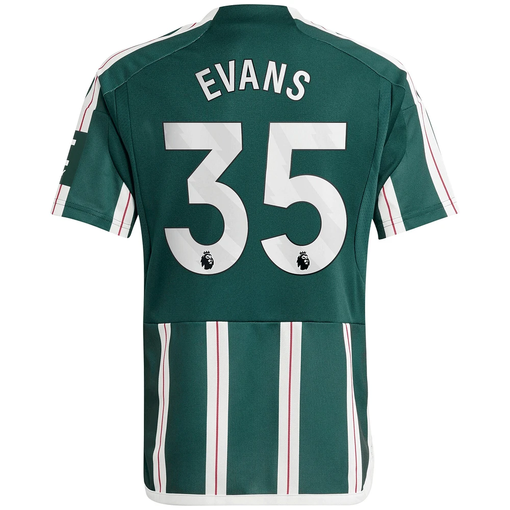 Maillot de joueur réplique adidas Jonny Evans vert Manchester United 2023/24 extérieur pour jeune