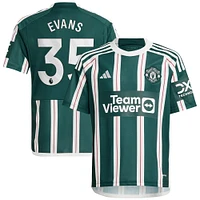 Maillot de joueur réplique adidas Jonny Evans vert Manchester United 2023/24 extérieur pour jeune