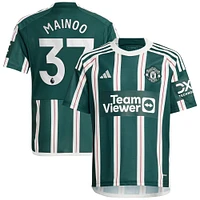 Youth adidas Kobbie Mainoo Green Manchester United 2023/24 Away Replica Player Jersey