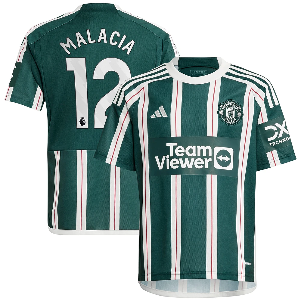 Youth adidas Tyrell Malacia Green Manchester United 2023/24 Away Replica Player Jersey