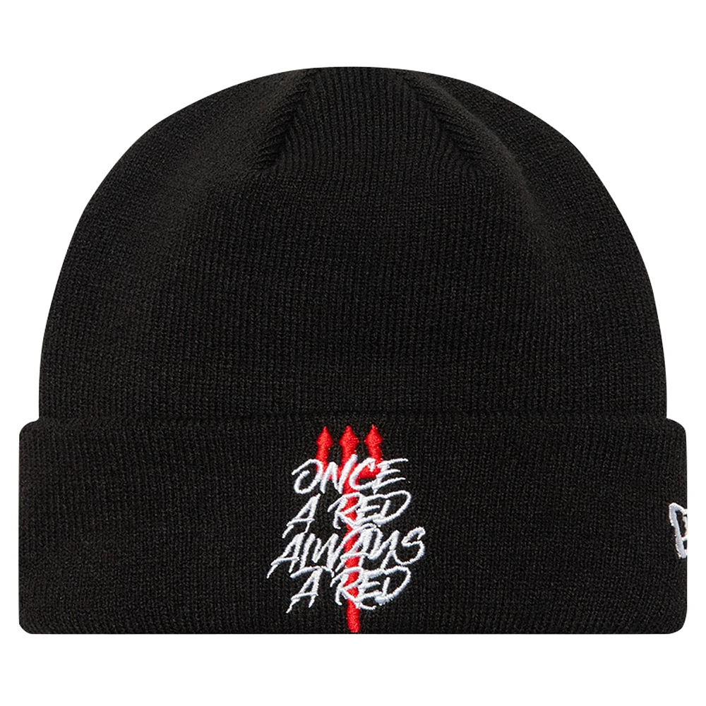 Bonnet en tricot à revers noir Manchester United Always Red New Era pour jeune