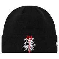 Bonnet en tricot à revers noir Manchester United Always Red New Era pour jeune